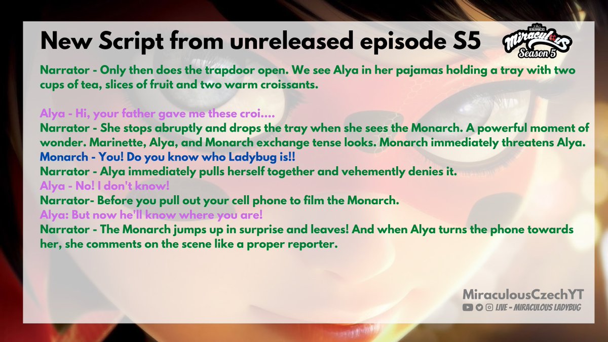 NEW SCRIPT⚡From Season 5 unreleased Episode
#MLBS5Spoilers 
#MiraculousLadybug 
#MiraculousDay
