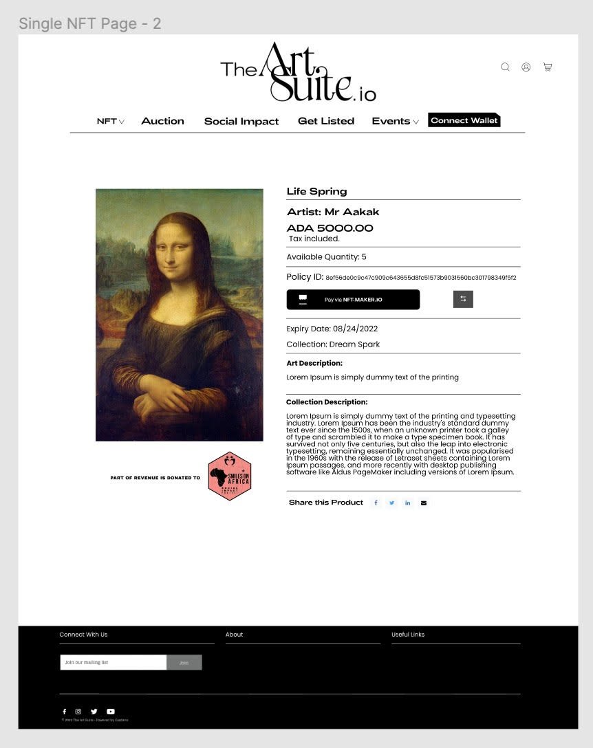 The Art Suite Development Update:  

Still on track for launch of 2.0 next Monday 08/15/2022 😇

#NFT #CNFT #art #NFTart #CardanoNFT #Cardano #fineart #digitalart

The mission of The Art Suite: To create a Global Art Community which supports social impact projects worldwide