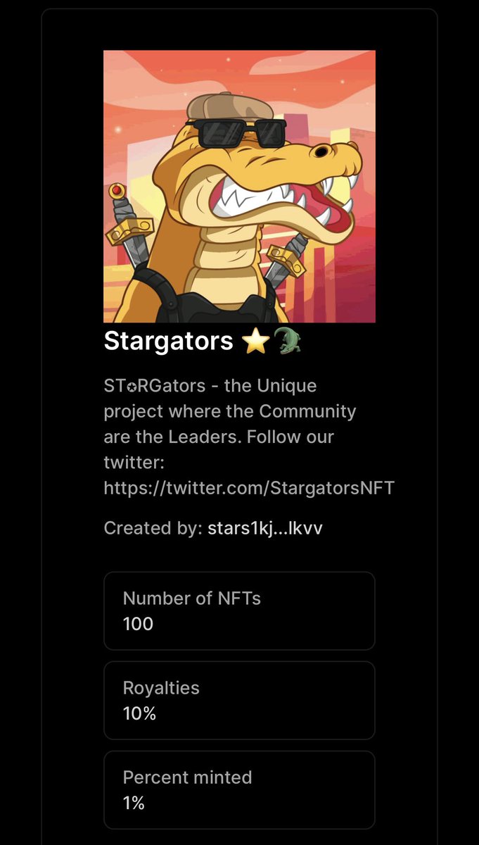 StargatorsNFT's tweet photo. SCAM ALERT🚨
The collection you see on @StargazeZone is NOT us. We haven’t launched yet. 
Please don’t mint and be aware!
RT to warn more people! https://t.co/QTcLO14POb