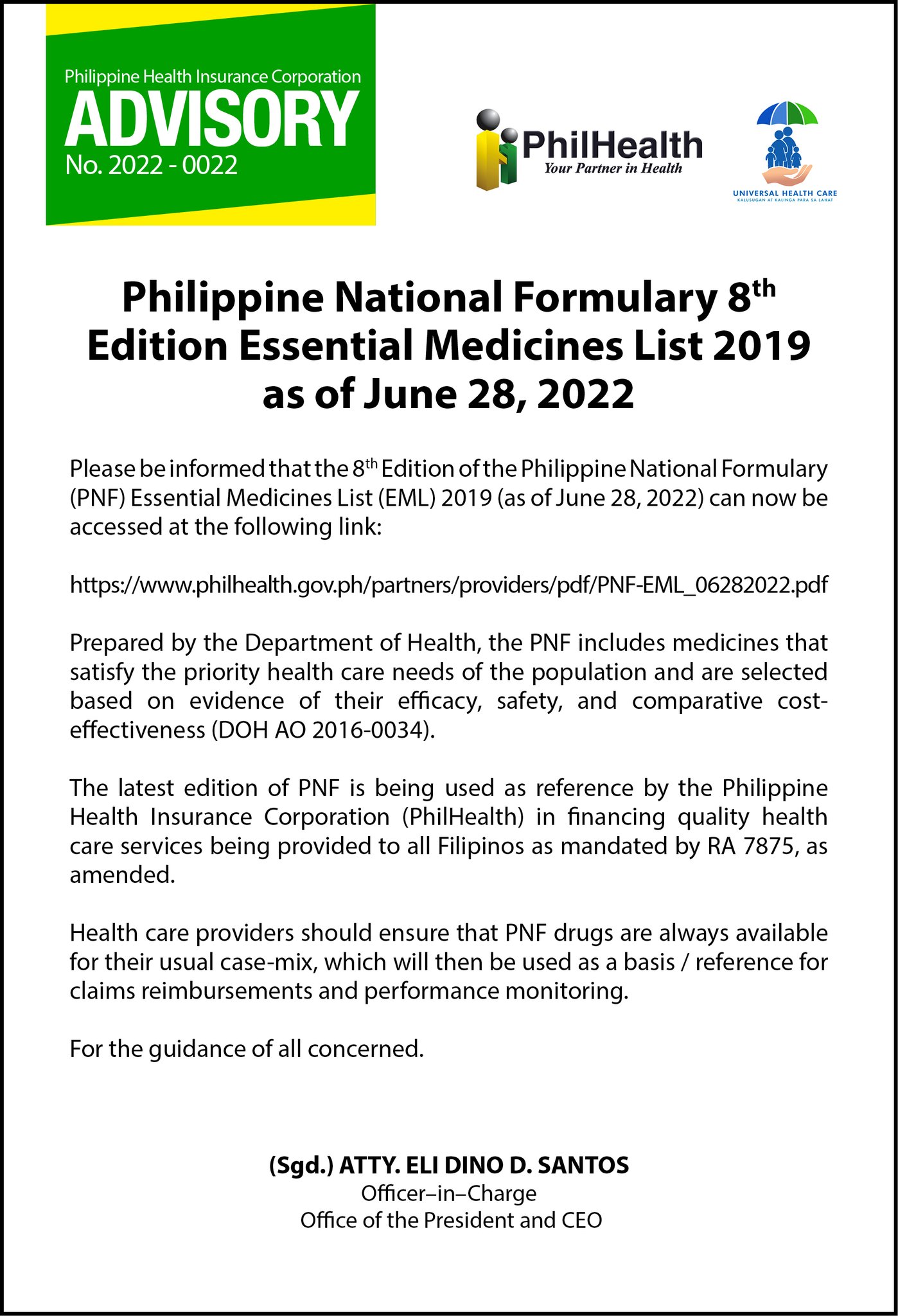 PhilHealth on Twitter "Read PhilHealth Advisory No. 20220022