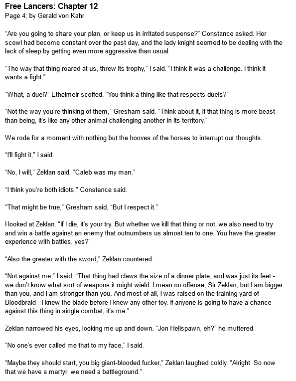 FREE LANCERS: Chapter 12

The Mercenary Knights are thrown a challenge by a creature from beyond the lands of men.

Released 2x Daily, Free Lancers is an ongoing story.

You can also read at linktr.ee/gvonkahr