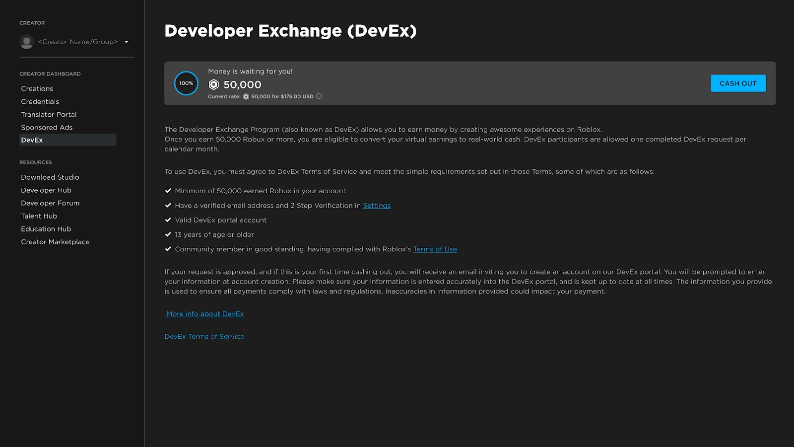 Bloxy News on X: The Developer Exchange Program has been migrated to it's  new home on the Creator Dashboard:  More info:    / X