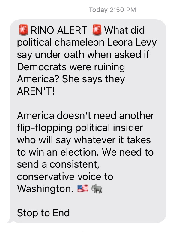 This is a clearly illegal text, and by using the language "consistent conservative" it attempts to frame this text as being from our campaign. We did not put out this message and have been committed to running an honest campaign. People are sick of these dirty tactics.