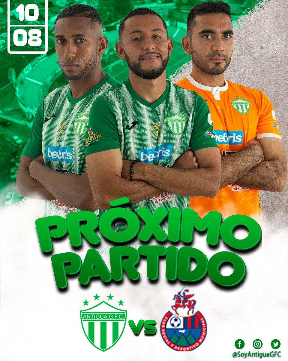 Antigua GFC (@soyantiguagfc) on Twitter photo ‼️Próximo Partido‼️
Estamos listos y preparados para este desafío ⚽
📍Estadio Municipal Pensativo
🗓️ Miércoles 10 de Agosto
🕛 20:00 HRS
✅ Esta publicación es gracias al apoyo de nuestro sponsor: <a href="/BetcrisGuate/">Betcris Guatemala</a>
#AntiguaGFC #VamosPanzasVerdes #AntiguaGFC #SoyAntiguaGFC ‼️Próximo Partido‼️
Estamos listos y preparados para este desafío ⚽
📍Estadio Municipal Pensativo
🗓️ Miércoles 10 de Agosto
🕛 20:00 HRS
✅ Esta publicación es gracias al apoyo de nuestro sponsor: <a href="/BetcrisGuate/">Betcris Guatemala</a>
#AntiguaGFC #VamosPanzasVerdes #AntiguaGFC #SoyAntiguaGFC