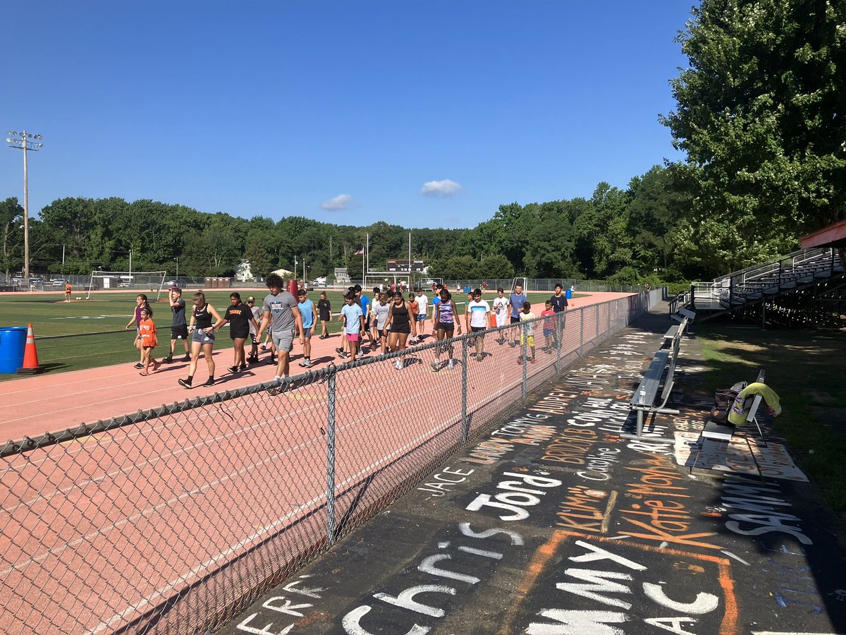 NextLevelRunNJ's tweet photo. We had a hot day today for day 1 of our 2nd camp of the summer🥵.  We had a great group today learning hurdles, starts, shot put, and working through out agility station. #NLRNJ https://t.co/QWYMNL2k6H