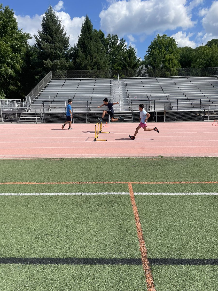 NextLevelRunNJ's tweet photo. We had a hot day today for day 1 of our 2nd camp of the summer🥵.  We had a great group today learning hurdles, starts, shot put, and working through out agility station. #NLRNJ https://t.co/QWYMNL2k6H