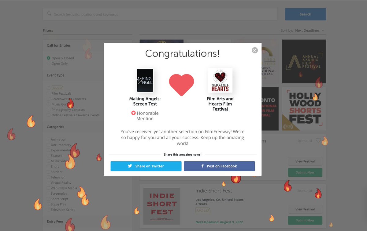 Congratulations to the cast + crew of <a href="/MakingAngelsMov/">Making Angels</a>: Screen Test" 🎥 Honorable Mention in the #FilmArtsAndHearts Film Festival! 🏆 #shortconcept #awardwinner