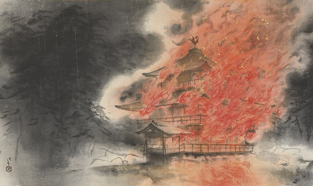 Kinkakuji-Temple on Fire, by Kawabata Ryūshi, 1950 #nihonga cutt.ly/NZVCPIV