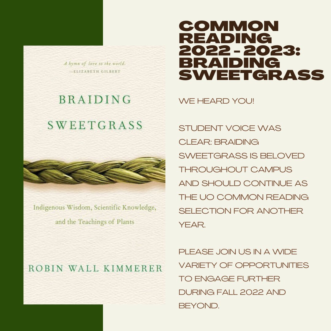 We heard your feedback, so we have to continue with this book selection for another year! We can't wait for incoming students to get involved with this book! Have questions? Feel free to talk to us at IntroDUCKtion tabling or read more about the book here: fyp.uoregon.edu/common-reading…