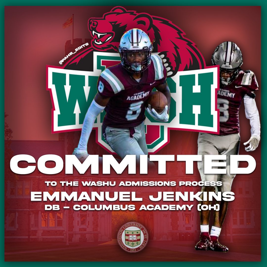 Emmanuel Jenkins (@ejjenkins08) on Twitter photo I’m really excited to say that I have committed to Washington University in St. Louis. <a href="/CACoachMiller/">Coach Miller</a> <a href="/CoachAaronKeen/">Aaron Keen</a> <a href="/BrianPAllen3/">Brian P Allen</a> @pahb_edits I’m really excited to say that I have committed to Washington University in St. Louis. <a href="/CACoachMiller/">Coach Miller</a> <a href="/CoachAaronKeen/">Aaron Keen</a> <a href="/BrianPAllen3/">Brian P Allen</a> @pahb_edits