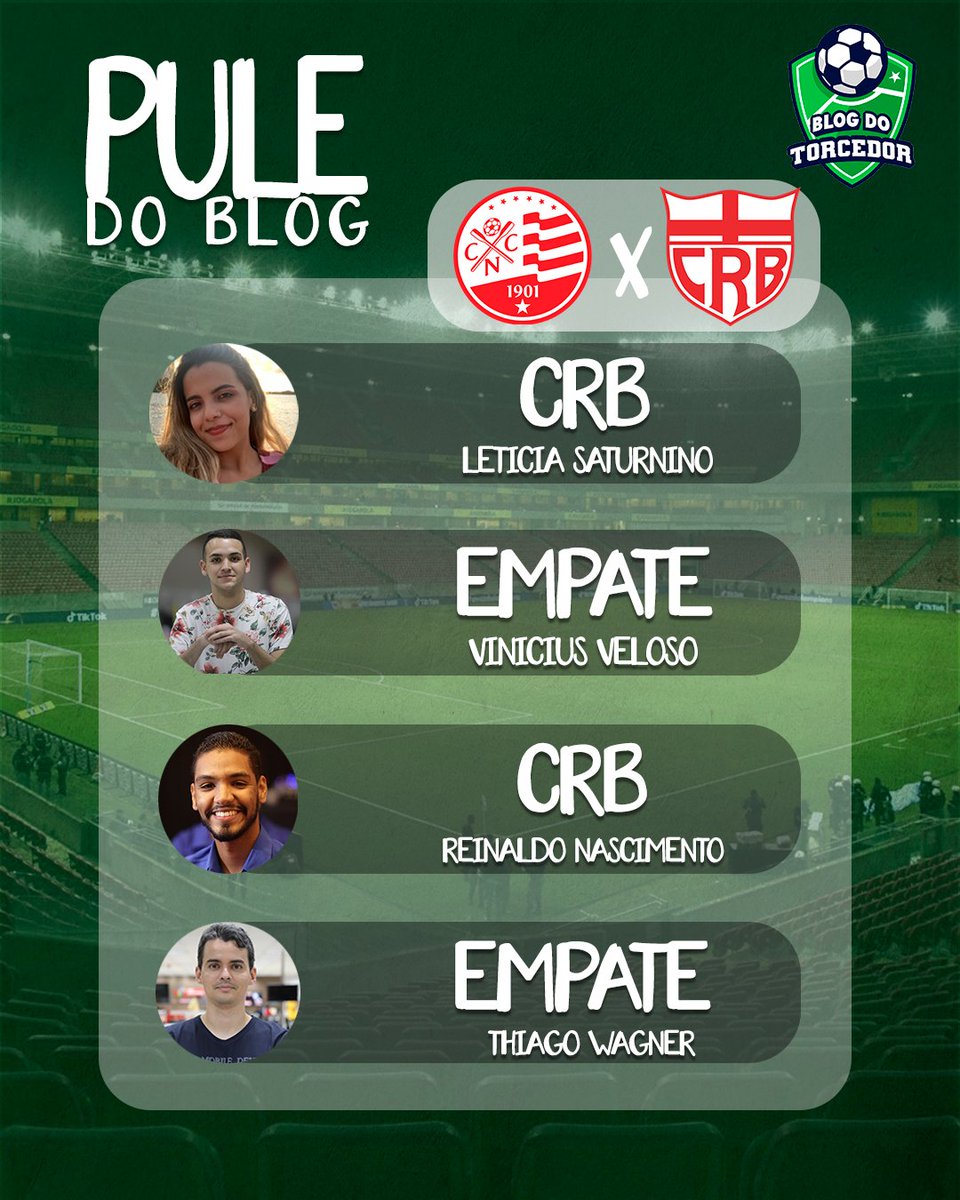 blogdotorcedor's tweet photo. 🐭 DIA DE TIMBU! O Náutico recebe o CRB nos Aflitos, buscando fugir da lanterna. Nosso time já deixou seu palpite, qual o seu torcedor?
#PuledoBlog #serieb #nautico #rn #NAUxCRB https://t.co/PE6fl3NCF2