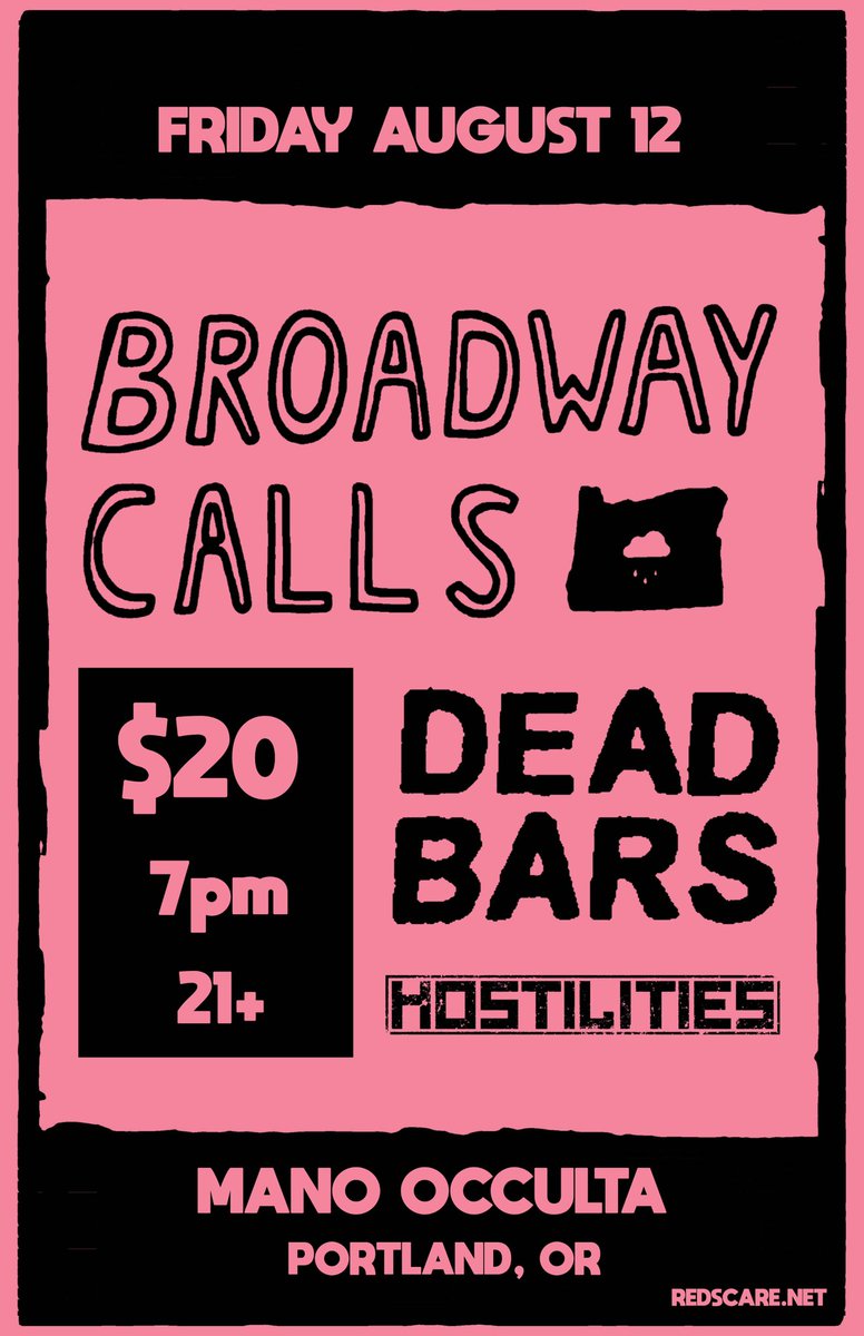 PORTLAND

FRIDAY

SAD IN THE CITY RECORD RELEASE PARTY 2 YEARS LATE💥

WITH <a href="/DeadBars/">Dead Bars</a> <a href="/hostilitiesband/">HOSTILITIES</a> 

ticketweb.com/event/dead-bar…