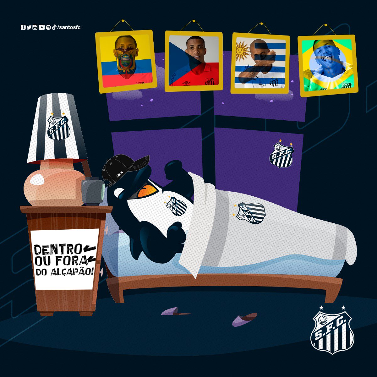 SantosFC's tweet photo. Na Vila Belmiro ou no Couto Pereira. Dentro ou fora do Alçapão. AQUI É SANTOS! ⚪️⚫️

Boa noite, nação santista! 🐳 https://t.co/sFucfe0hoE