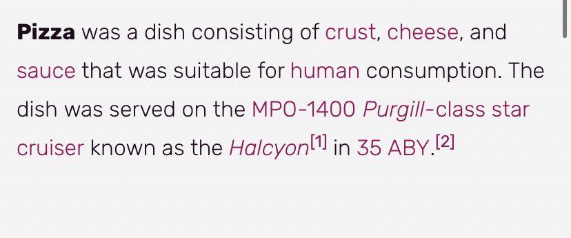 izsheum's tweet image. just learned that pizza is canon to the star wars universe. thank you wookieepedia for this wonderful news