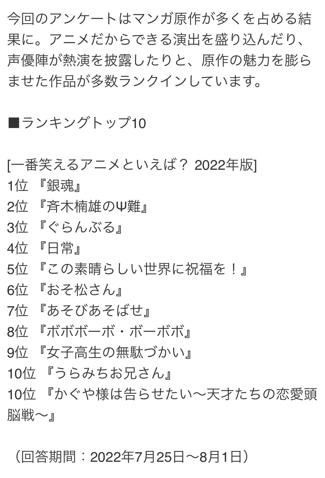 ビーノ 一番笑えるアニメランキング 9位 きゅきゅきゅ ９位 名だたる作品の中 トップ10入りすごくないですか これもひとえに脚本演出声優さんの演技のおかげ T Co Mss5zf8bji Twitter