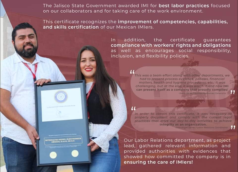 global_imi's tweet photo. IMI Mexico was recently awarded "Labor Best Practices Certificate"
#LimitlessSolutions
#WeWinForIMI
#IMIat42 https://t.co/wf90RTwwYS