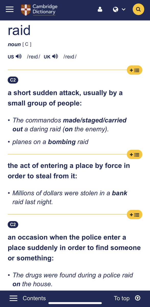 nlcurl's tweet photo. @CNN Going to try to pull a fast one and change the definition of the word raid. In case you are confused the definition correctly matches the context former President Trump used it in. He was raided. @DanaBashCNN  @FoxNews @MSNBC Simple as that. https://t.co/f7cCQGgyXN