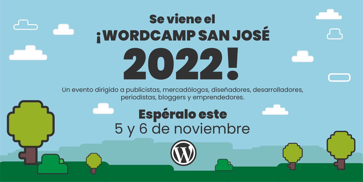 Muy emocionados 🎉🎉🥳🎉🎉se viene el #WordCamp San José 2022, estén atentos ya que estaremos publicando contenido sobre todo lo referente al Camp de este año, incluyendo #entradas, #patrocinadores, #sede, etc...

Visítenla 👉🏼 2022.sanjose.wordcamp.org

#WCSJ #WordPress