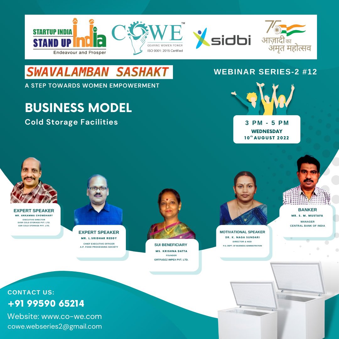 IndiaCowe's tweet photo. COWE India, in association with SIDBI has launched the ‘Swavalamban Sashakt Mega Campaign’ - 2 in the true spirit of "AZADI KA AMRIT MAHOTSAV" on the topic of cold storage facilities. 

Registration link:
https://t.co/cXPlZDbFMX

@sidbiofficial @PMOIndia @FMoINDIA @StandUp4India https://t.co/FfqOBr2k5i