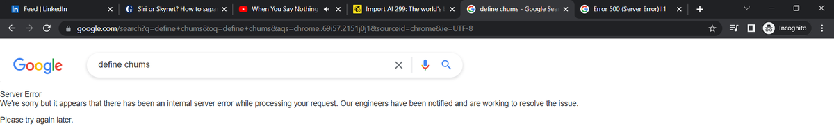 dipesh1701's tweet photo. just spotted @Google server gone down. https://t.co/5ClnrqMWCb