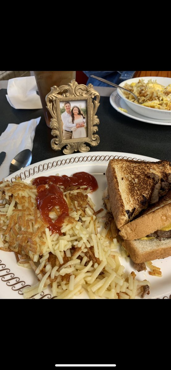 pearce_larousse's tweet photo. People in public probably think me and Luke passed away bc my nana keeps taking our picture with her to eat at restaurants 😂😭 this is the 3rd place we’ve “ate lunch/ dinner with her at” since last week 😅 https://t.co/8fIH8fL0oS