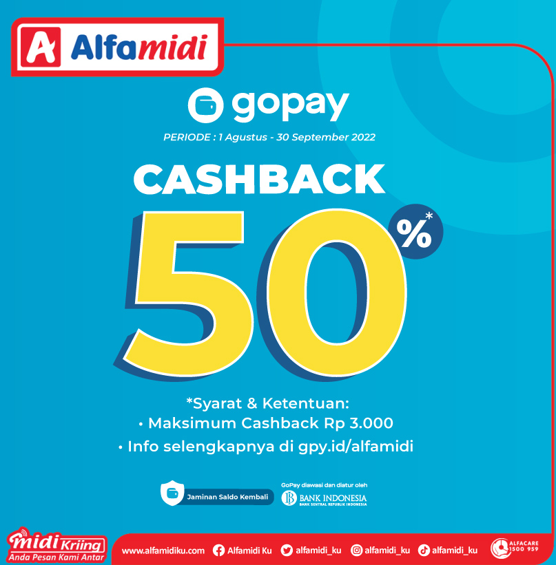 alfamidi_ku's tweet photo. CASHBACK hingga 50% belanja dengan GOPAY di Alfamidi.
Bukan kebetulan kamu lihat promo ini nih! Karena, passs buat kebutuhan sehari-harimu.
Belanja hemat dengan Gopay di Alfamidi!
#AyokeAlfamidi #PromoGopay #GopayCashback #Gopaypromo https://t.co/73pjBo0ctc