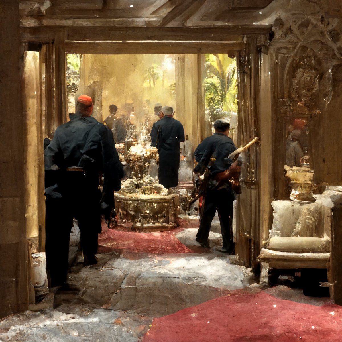 acd's tweet image. the #fbi raiding mar-a-lago. #midjourney  #MarALagoRaid