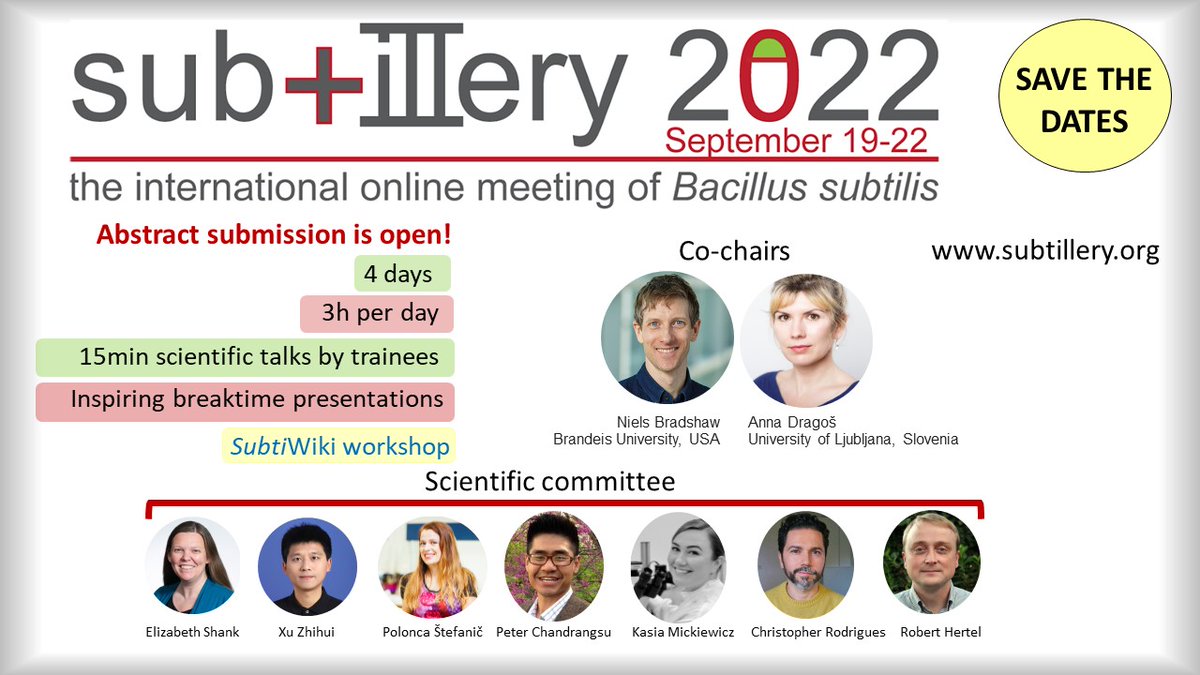 📢Only 10 days left for abstract submission for #Subtillery2022
sites.google.com/view/subtiller…  FREE Registration👇