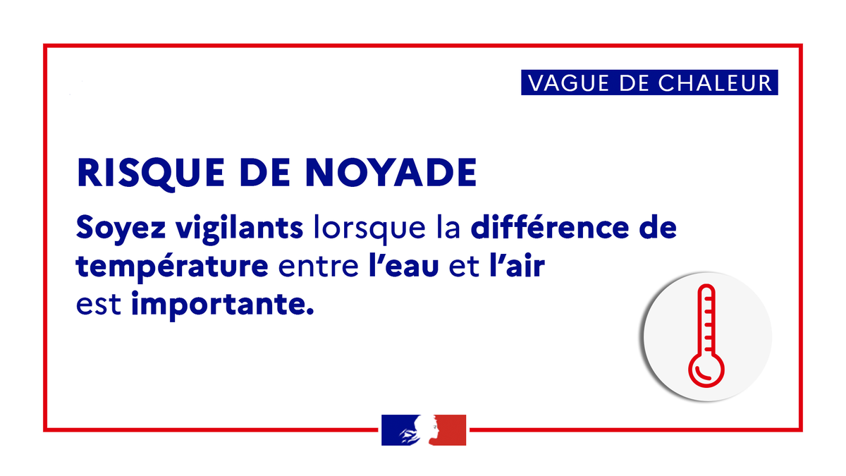#MardiConseil | En cas de fortes chaleurs, ayez les bons réflexes pour vous baigner :
✅ Ne vous exposez pas excessivement au soleil juste avant
✅ Rentrez progressivement dans l'eau
✅ Privilégiez les zones surveillées
@sante_gouv @sports_gouv #PréventionNoyades #canicule