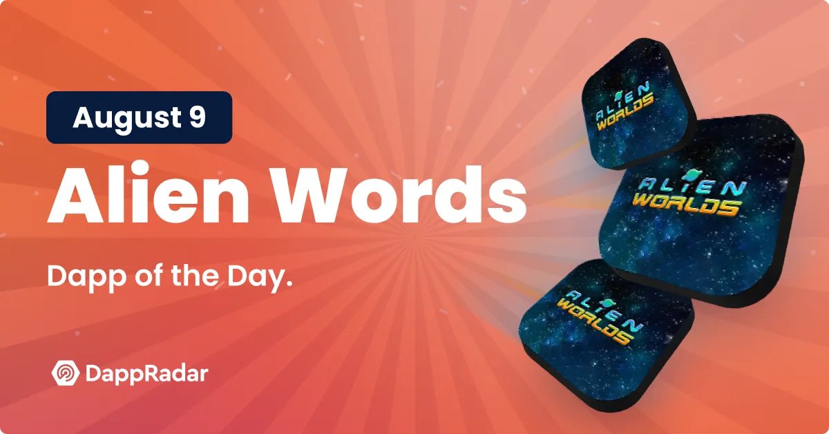 DappRadar's tweet photo. 🎊 TODAY is Day 2 of #DappDays. 🎊 

🔥 Our Dapp of the day is @AlienWorlds 

💰 We have $2000 worth of free $TLM for 200 lucky winners

➡️ Join DappDays: https://t.co/5mVgHQf46k   

➡️ Don't forget to join in the AMA LIVE at 3PM here: https://t.co/sRpjfJvKgT https://t.co/fo4SIPGu8H