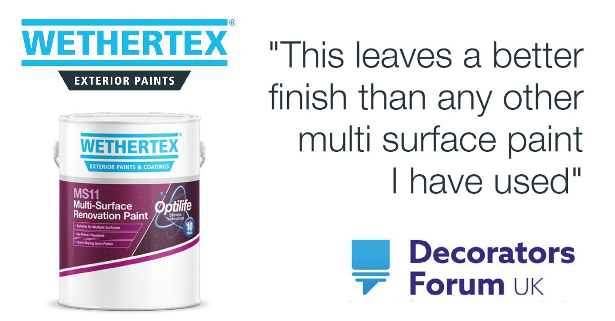 Wethertex_UK's tweet photo. We're still over the moon with the amazing review of our MS11 Multi-Surface Renovation Paint from @DecoratorsU,
Read the full review here: https://t.co/AKTF1tjvGG
More information on MS11 can be found at: https://t.co/12q6R4cZOx
#Wethertex #MadeinUk https://t.co/n2xlFCWNWf
