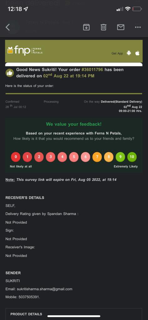 sukritisharma_'s tweet photo. @fnp_ind where is my friend order. And why have you stopped picking up your customer care number now. Fake international deliveries. Just disgusted with your service. My rakhi never got delivered. https://t.co/xfaQYC4YxQ