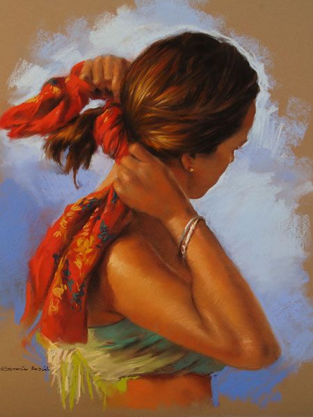 #AmicheRedHair 🌹
@Hakflak 💙
#paintings 
#MareCoiVersi 🌊
#ArtLovers 

🖌️Germán Aracil

Un fiocco rosso fra i capelli.