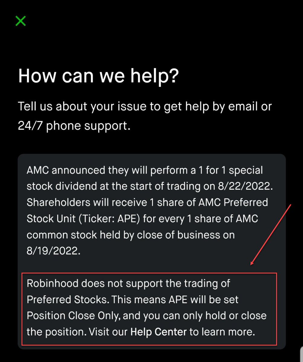 usjames0826's tweet photo. 🚨Attention Robinhood users🚨

🔥🔥Robinhood does not support the trading of Preferred Stocks. You can only hold or close the position. Think about it before too late.🔥🔥
#AMC $AMC #APE $APE #ApesTogetherStrong #APESNOTLEAVING #AMCSqueeze https://t.co/kwmzpDDPwh