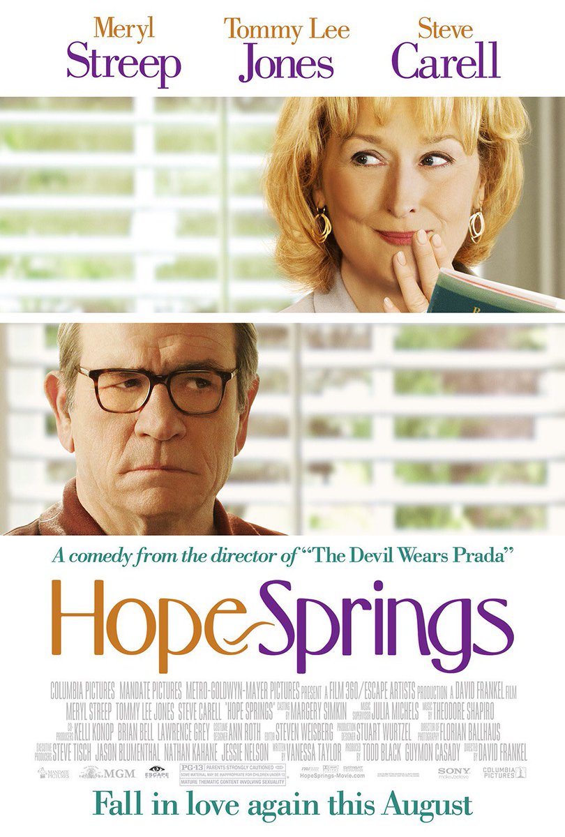 FilmNewsNos's tweet photo. 🎬MOVIE HISTORY: 10 years ago today, August 8, 2012, the movie ‘Hope Springs’ opened in theaters!
#MerylStreep #TommyLeeJones #SteveCarell #ElisabethShue #JeanSmart #BrettRice #MimiRogers #BenRappaport #MarinIreland #PatchDarragh #BeckyAnnBaker #LeeCunningham @dafrankel https://t.co/iu8La1xD4M