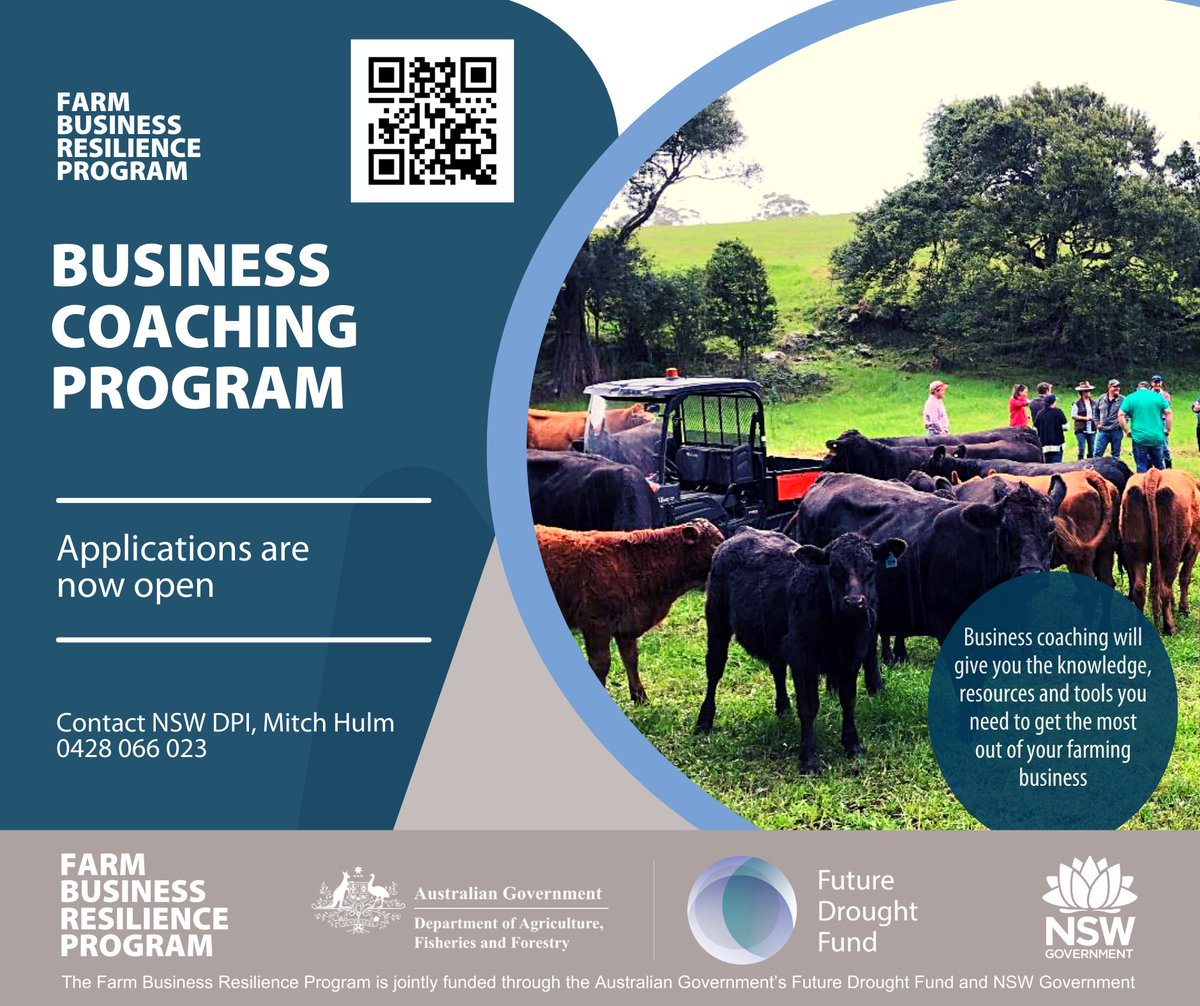 Southern NSW Innovation Hub (@southernnswhub) on Twitter photo Apply now: Farm Business Resilience Program: Business Coaching Program offers subsidised access to professional business coaches to deliver on-farm support + group wkshps to prepare you + your business for industry risks + challenges #FutureDroughtFund #SNSWInnovationHub <a href="/DAFFgov/">Department of Agriculture, Fisheries and Forestry</a> Apply now: Farm Business Resilience Program: Business Coaching Program offers subsidised access to professional business coaches to deliver on-farm support + group wkshps to prepare you + your business for industry risks + challenges #FutureDroughtFund #SNSWInnovationHub <a href="/DAFFgov/">Department of Agriculture, Fisheries and Forestry</a>