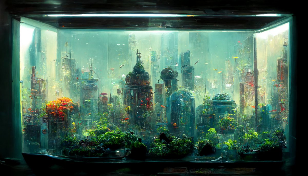 tabosskie's tweet photo. #midjourney #fishtank https://t.co/xXVsIu4osA
