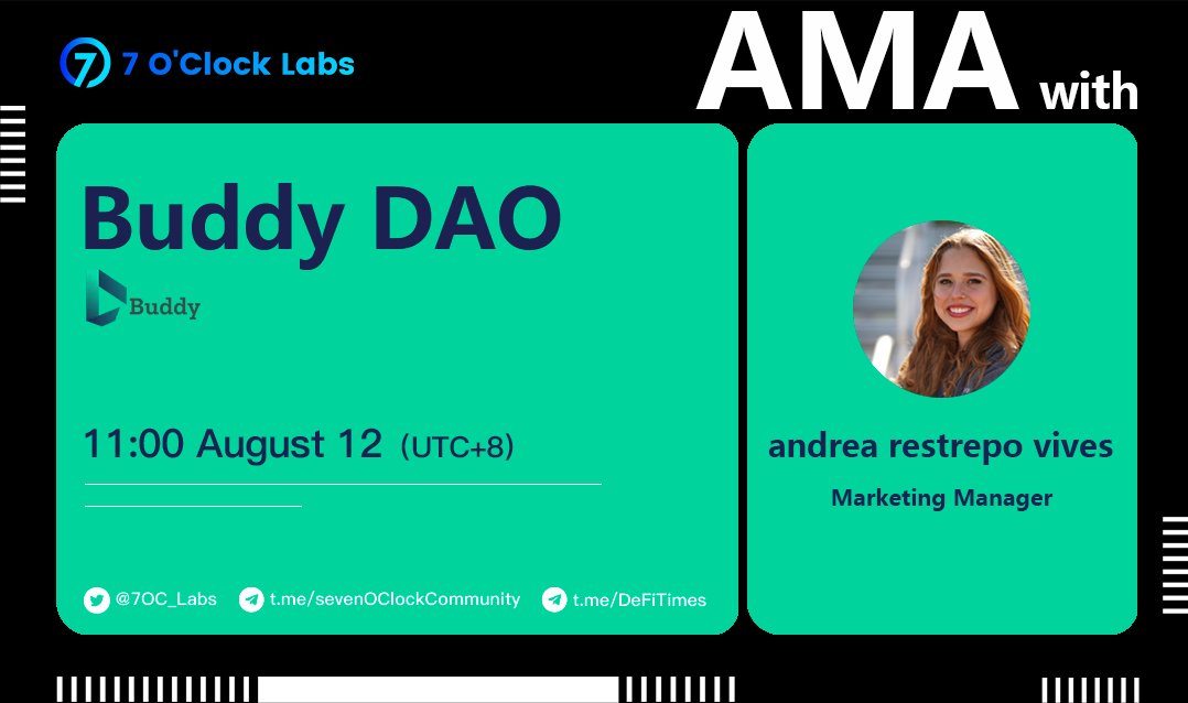 7 O'clock Labs (@7oc_labs) on Twitter photo <a href="/7OC_Labs/">7 O'clock Labs</a> #AMA Series with <a href="/DaoBuddy/">BuddyDAO</a>
Prize: 200 USDT #airdrop
Time: 11:00 AM , August 12 (UTC+8)
Venue: t.me/sevenOClockCom…
✅RT+Like, 10 will get 10U each
✅Follow <a href="/7OC_Labs/">7 O'clock Labs</a>& <a href="/DaoBuddy/">BuddyDAO</a>
✅At Q&A, 5 questions will be picked and awarded 20 U each, proof of RT needed.
#Giveaway <a href="/7OC_Labs/">7 O'clock Labs</a> #AMA Series with <a href="/DaoBuddy/">BuddyDAO</a>
Prize: 200 USDT #airdrop
Time: 11:00 AM , August 12 (UTC+8)
Venue: t.me/sevenOClockCom…
✅RT+Like, 10 will get 10U each
✅Follow <a href="/7OC_Labs/">7 O'clock Labs</a>& <a href="/DaoBuddy/">BuddyDAO</a>
✅At Q&A, 5 questions will be picked and awarded 20 U each, proof of RT needed.
#Giveaway