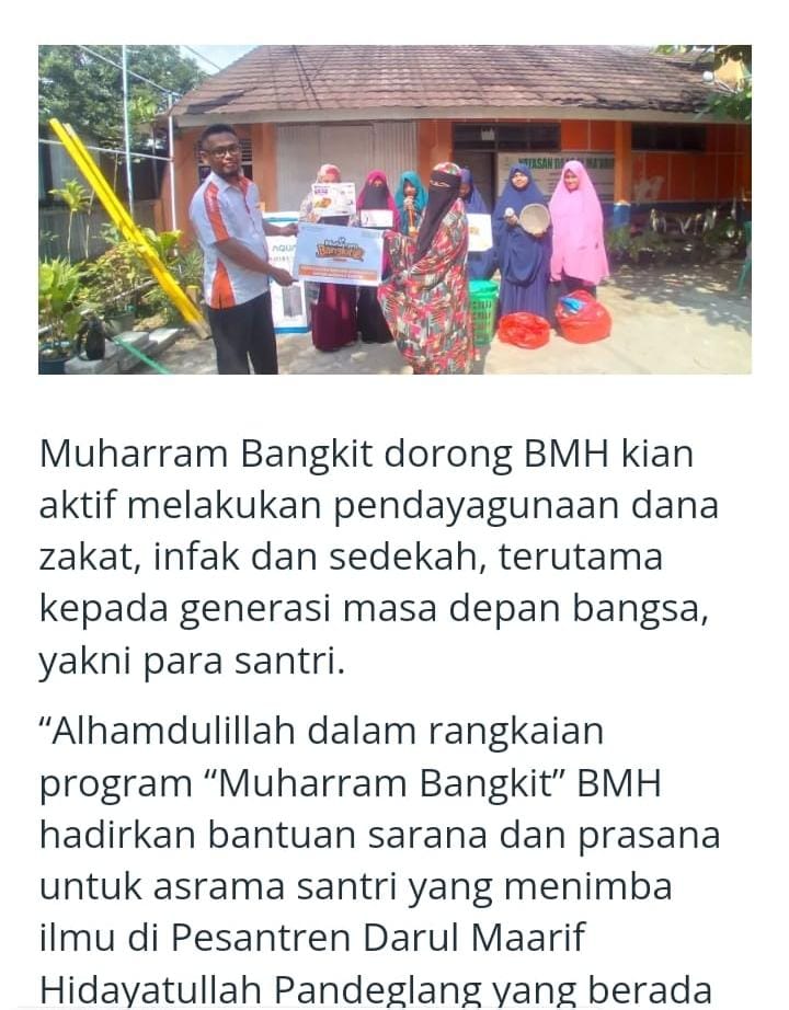 *BMH Hadirkan Bantuan Sarana dan Prasarana untuk Asrama Santri di Pandeglan*

Berita selengkapnya silahkan klik link di bawah ini... 👇🏼

bmh.or.id/bmh-hadirkan-b…