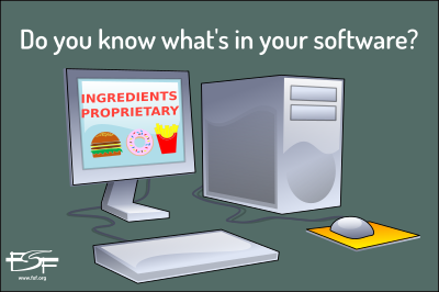 fsf's tweet photo. Do you know what's in your software? The FSF is fighting every day for your right to control your computer. Start the conversation in your community and encourage your friends to join the FSF! https://t.co/7VMiLHRlns https://t.co/DHm76TcTJ7