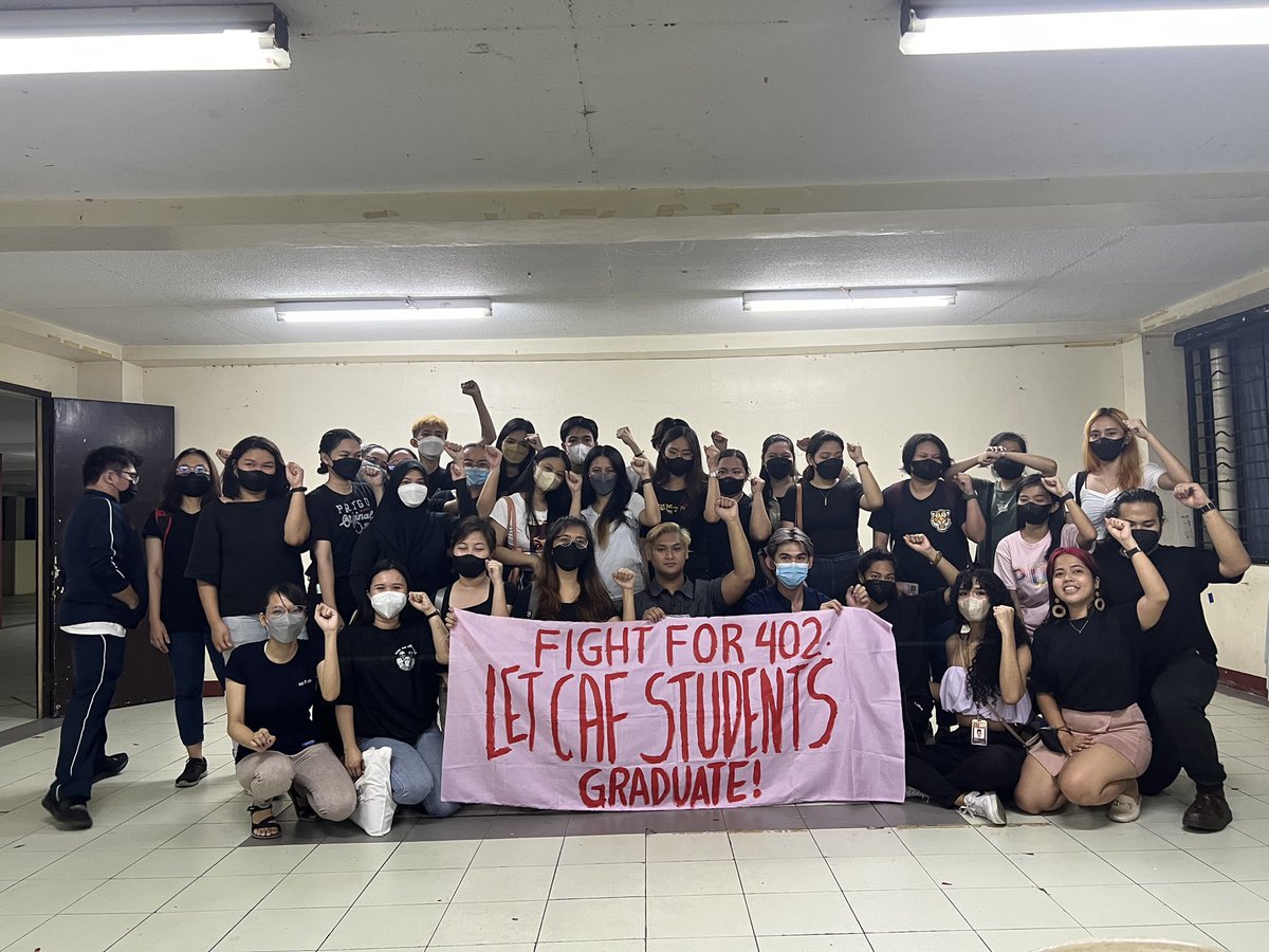 thepupskm's tweet photo. ICYMI | Fight for 402! Let CAF Students Graduate!
Nagkasa ng indignation rally ang mga Iskolar ng Bayan na pinangunahan ng CAF SC at R4E PUP upang patuloy na igiit ang karapatan mg mahigit 400 na estudyante ng PUP-CAF-BSA systemwide 1/n
#LetCAFStudentsGraduate https://t.co/vndDGKP8yz