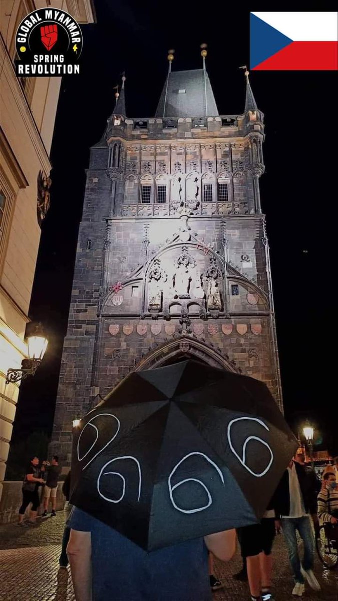 miN13700's tweet photo. Prague, Czech Republic 🇨🇿 also participated in umbrella strike in honor of ‘8 8 8 8 Umbrella Strike’ in downtown Yangon 🇲🇲 which commemorated the 34th anniversary of 8888 pro-democracy uprising on Aug 8.

#HelpMyanmarIDPs
#2022Aug9Coup
#WhatsHappeninglnMyanmar https://t.co/axh4BTYtbj