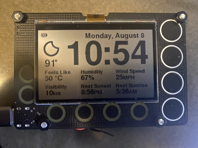 Late night coding: working on a current weather 'sleep' screen for Newt (mock values). Not sure if 'visibility' is a great value for the screen - might switch to UV Index. Will noodle on it over the next few days. Welcome feedback on Github Discussions. github.com/Phambili-Tech/…