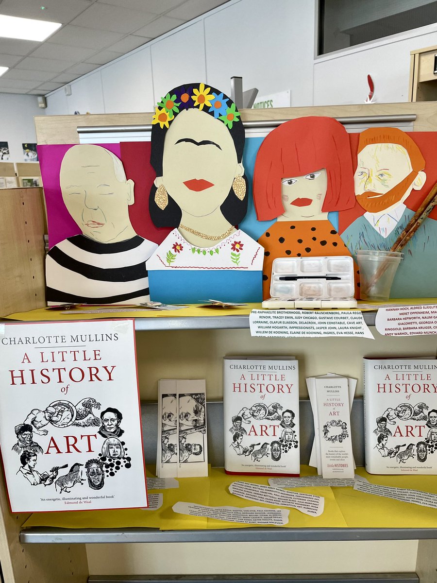 Come and borrow #littleHistoryOfArt from @BlackheathLibry @greenwichlibs @Royal_Greenwich @Better_UK and see if you can recognise the iconic artists from the library display @readingagency @CMArtReviews #librarydisplay #art #arthistory