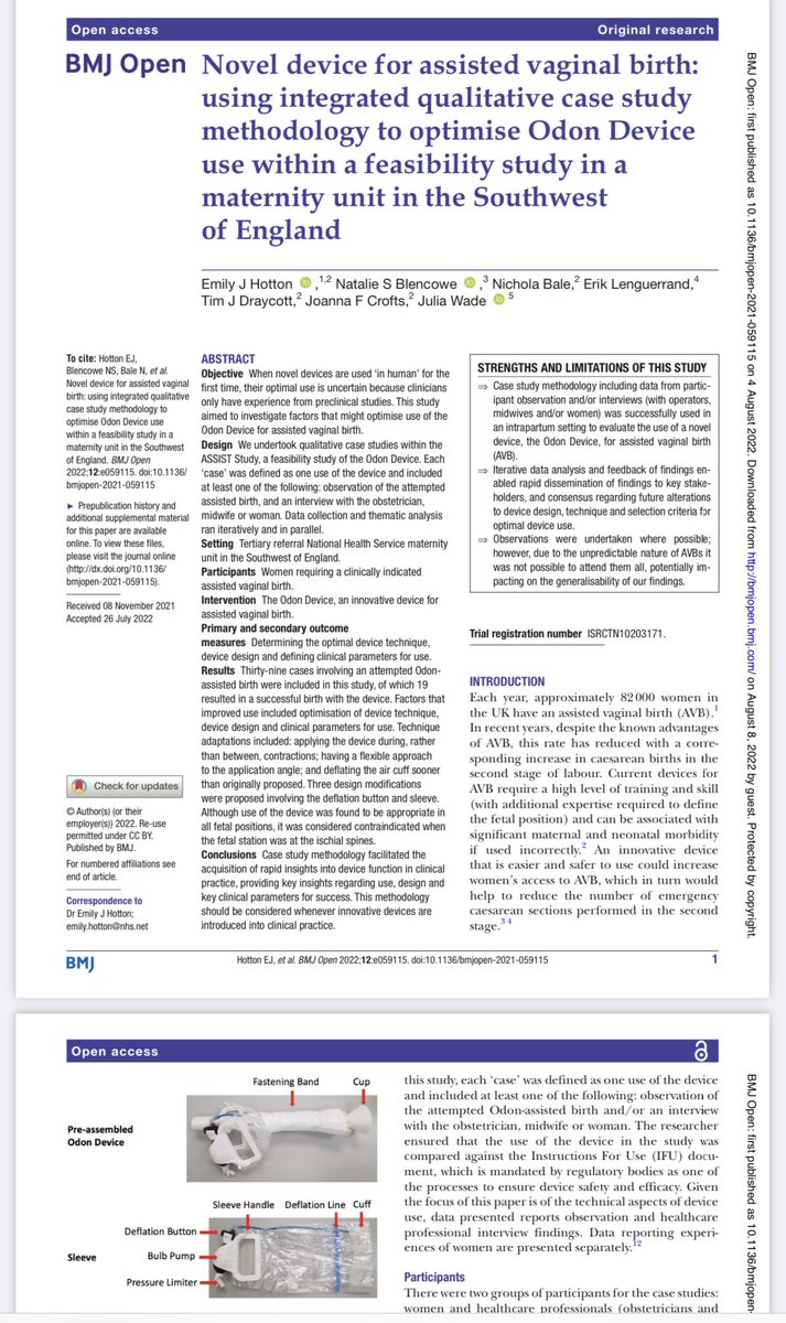 Want to know how you can improve novel device development through feasibility work? See how we did it for the Odon Device - clinicians, researchers and industry working together <a href="/NatalieBlencowe/">Natalie Blencowe</a> <a href="/JuliaWadeBris/">Julia Wade</a> @CSR_Bris <a href="/LenguerrandErik/">Erik Lenguerrand</a> bmjopen.bmj.com/content/bmjope…