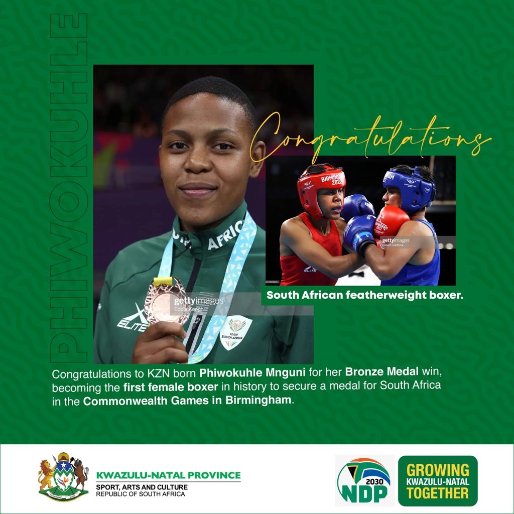Namhlanje sigubha usuku lwabantu besifazane  kulelizwe nje, intokazi esencane yaKwaZulu-Natali isigile ezibukwayo emidlalweni yama Common Wealth kwezamanqindi. Sihalalisela uPhiwokuhle Mnguni ngokuthola indondo ye-Bronze. Happy Women's Day! #ActiveandwinningKZN #keepingartsalive