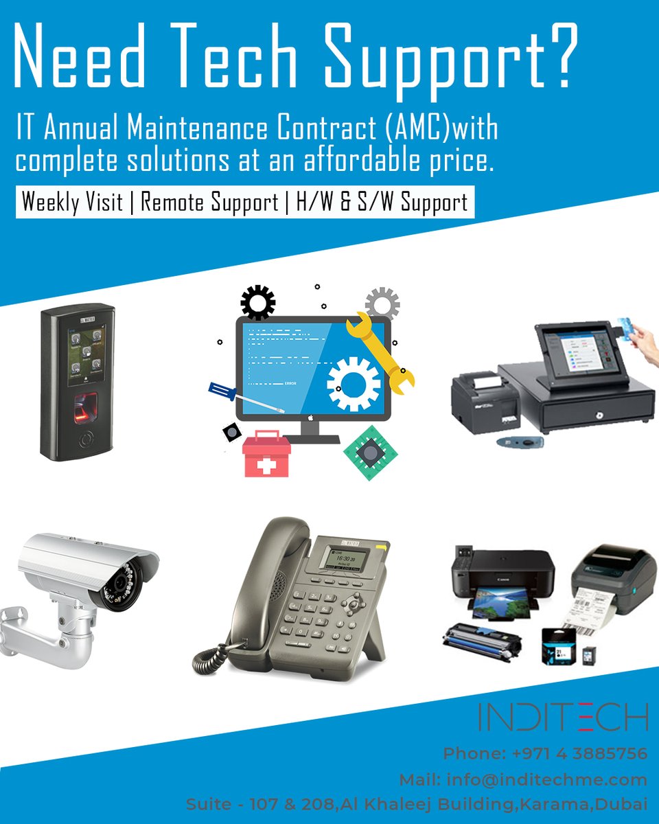 Inditechme's tweet photo. Inditech ME provides you with the best IT AMC service in Dubai. We offer professional support to your IT products and services in an efficient way.
#amc #it #itamc #annualmaintenancecontract #cctv #pabx #biometric #laptos #desktop #digitalsignage #musicsystem #manageableswitches https://t.co/Ksbf7zmXgl