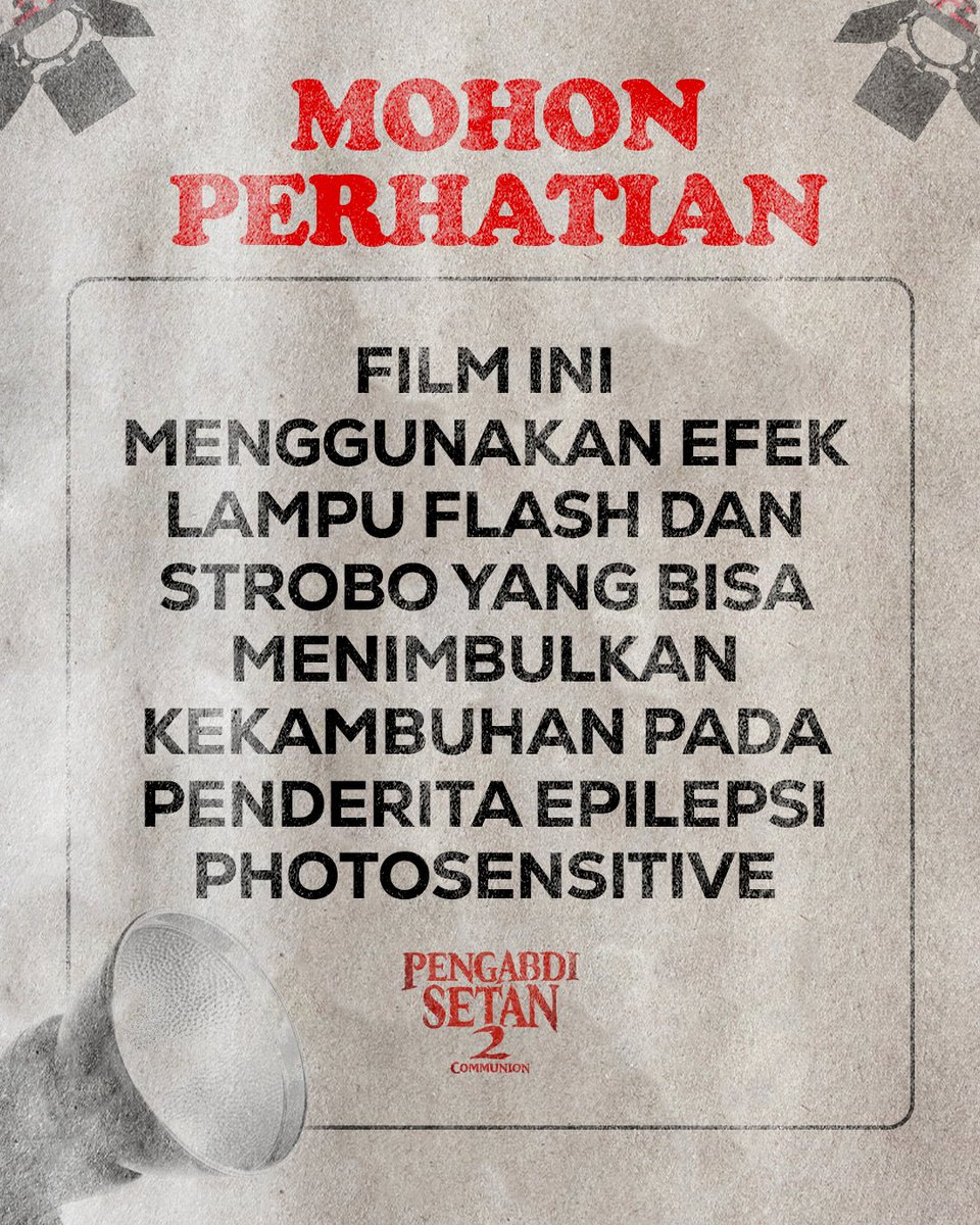 Terima kasih sudah mengingatkan kami, teman-teman. Mulai hari ini peringatan flash warning mulai dipasang di bioskop-bioskop seluruh Indonesia.