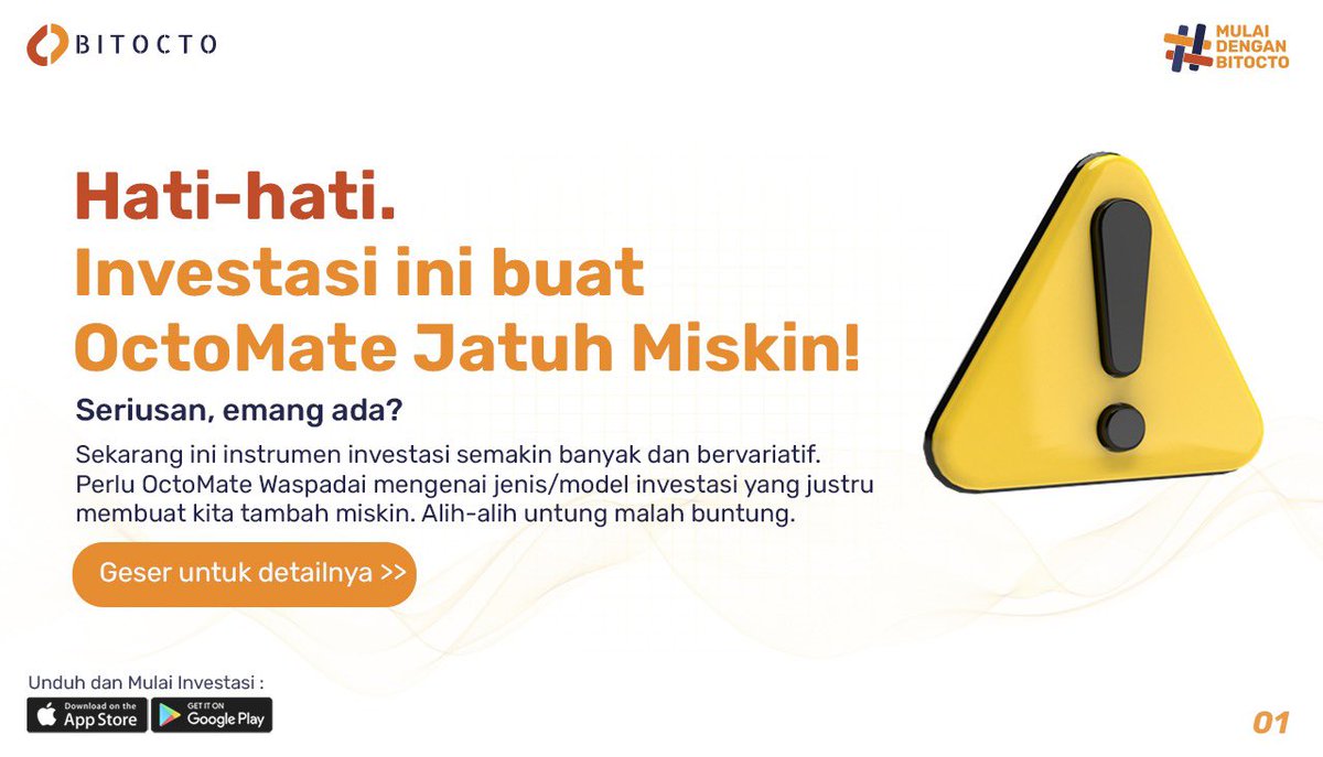 BitoctoExchange's tweet photo. Investasi bikin Miskin? Emang ada?! 

#Investasi #Aset #Bisnis #Crypto #NFT #Bitcoin https://t.co/ZmUYLIoqoz