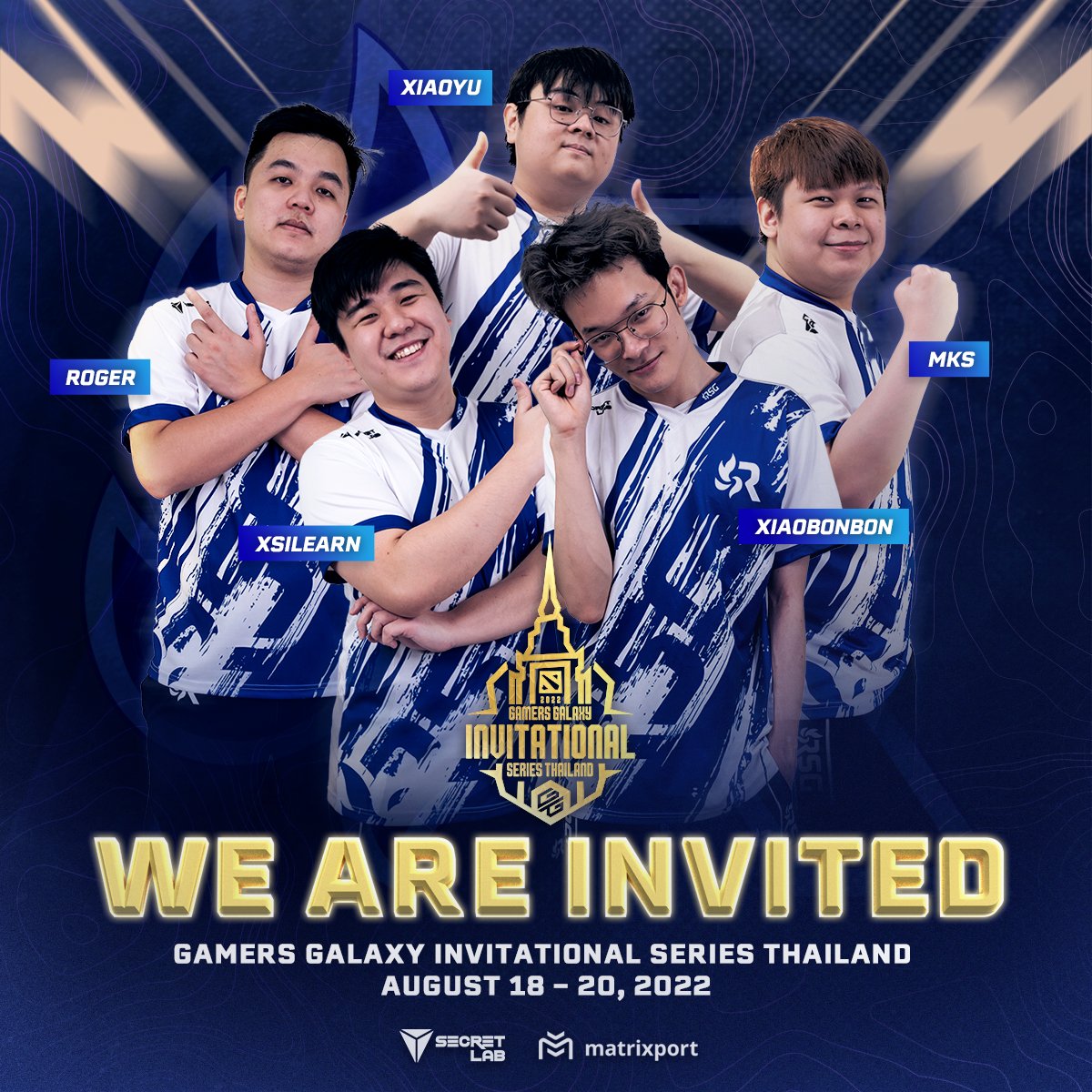We are invited to <a href="/GalaxyRacerSEA/">GAMERS GALAXY: Dota 2 Invitational HatYai Thailand</a> Invitational Series Thailand this coming August 18-20! Are there any Raiders from Thailand here? We hope to see you there! 😊

#GGRSG #DotA2 #GAMERSGALAXY